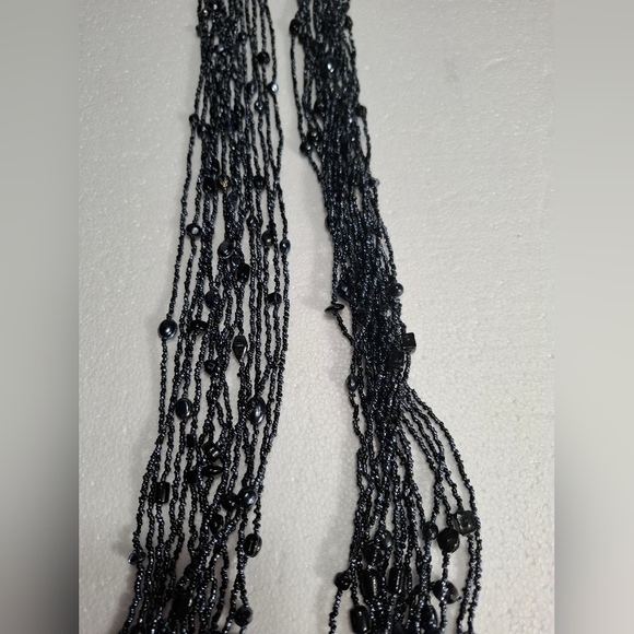 Black Multi-Strand Beaded Scarf Callar Necklace - Unbranded Boho Artistic main image 6